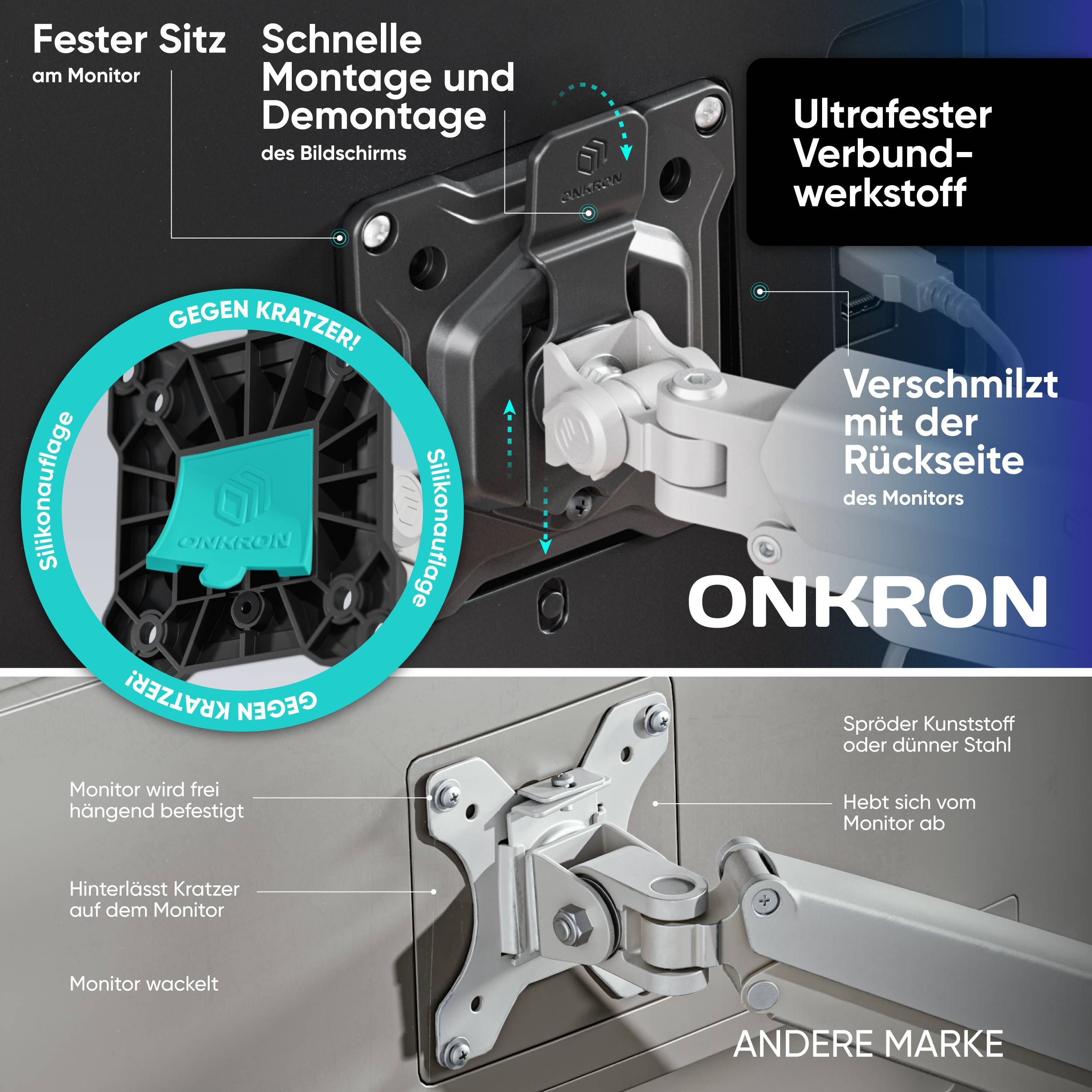 Symbolbild für ONKRON Monitor Halterung 2 Monitore für 13-32 Zoll Bildschirme bis 10 kg pro Arm