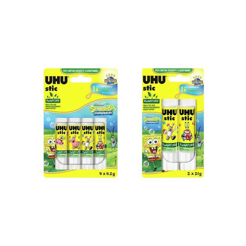 UHU Klebestift stic ReNATURE Spongebob, 2 x 21 g, Blister-0