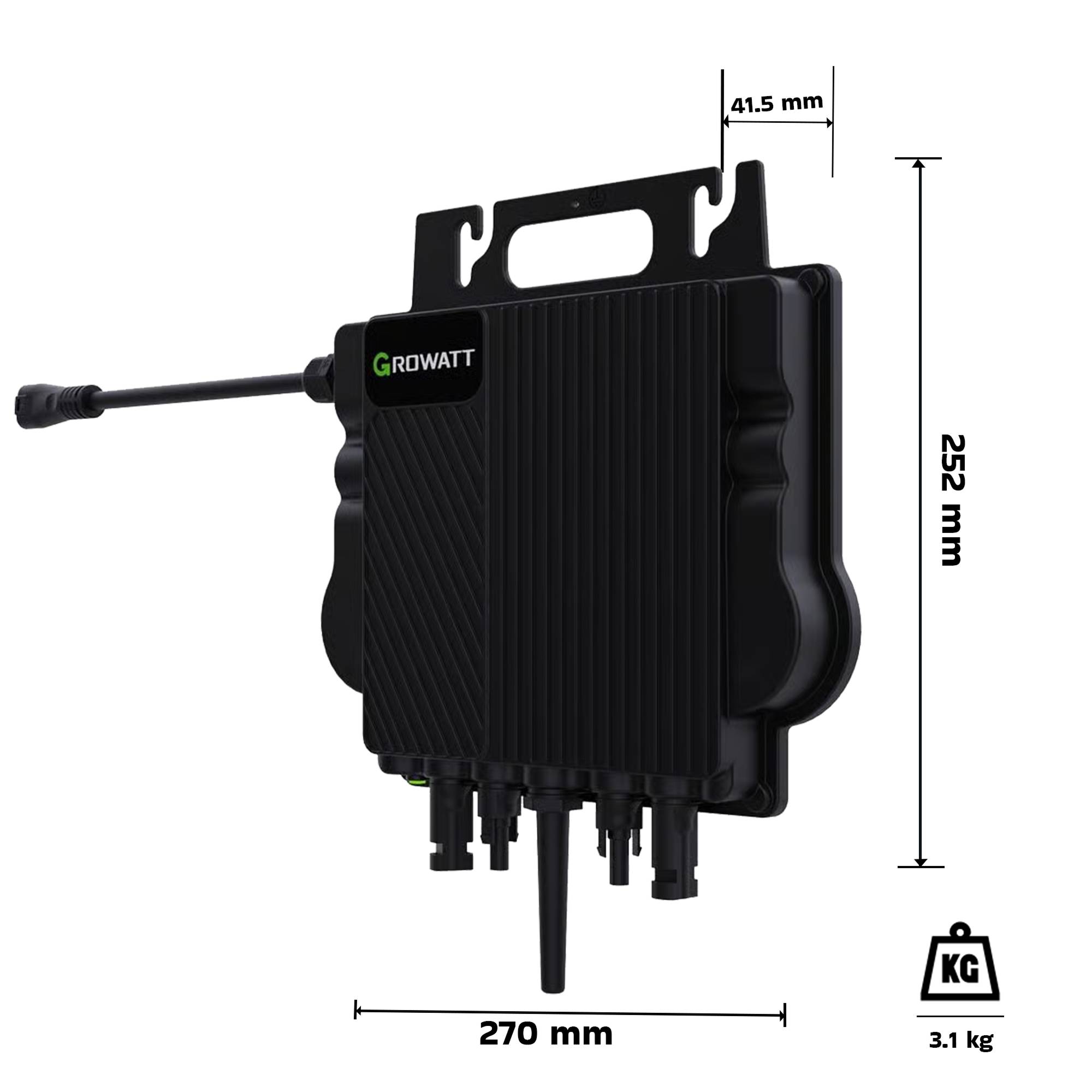 1840W Balkonkraftwerk BIFAZIAL FULLBLACK komplett Steckdose GROWATT 800W Wechselrichter, Solaranlage 4x460W Glas-Glas-2