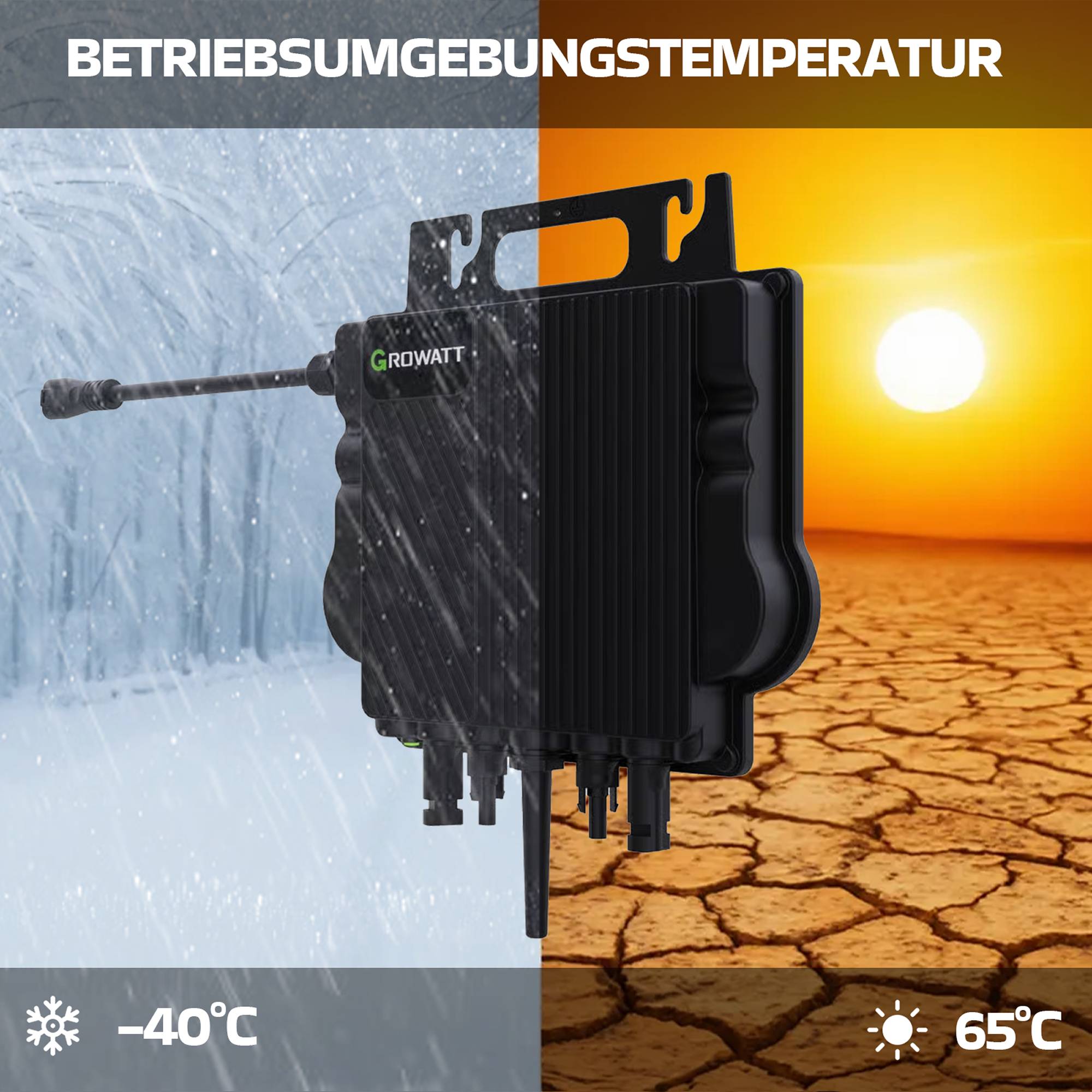 1840W Balkonkraftwerk BIFAZIAL FULLBLACK komplett Steckdose GROWATT 800W Wechselrichter, Solaranlage 4x460W Glas-Glas-3