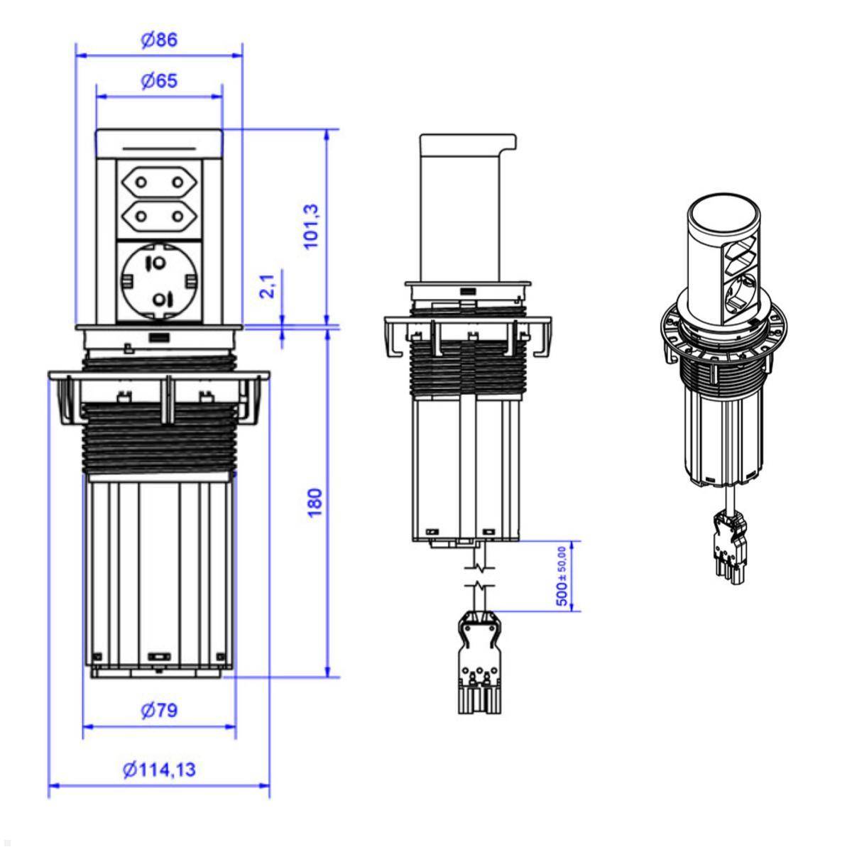 Bachmann ELEVATOR 2 1xCEE7/3 2xEuro BM0020504-1