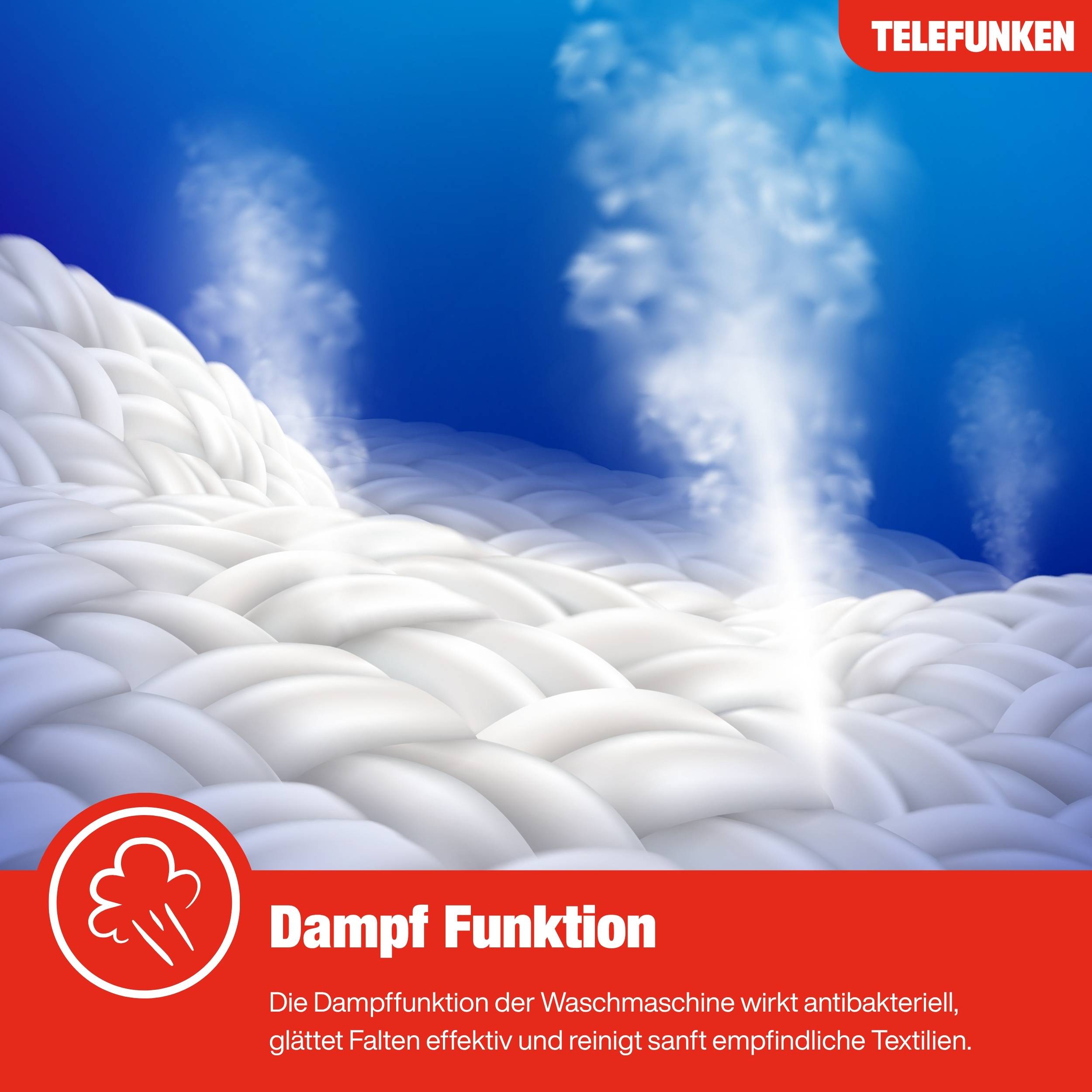 Telefunken Waschmaschine 10kg | Frontlader 1400 U/Min. | Dampffunktion | Inverter Motor | AquaStop | W1014AS1W-4