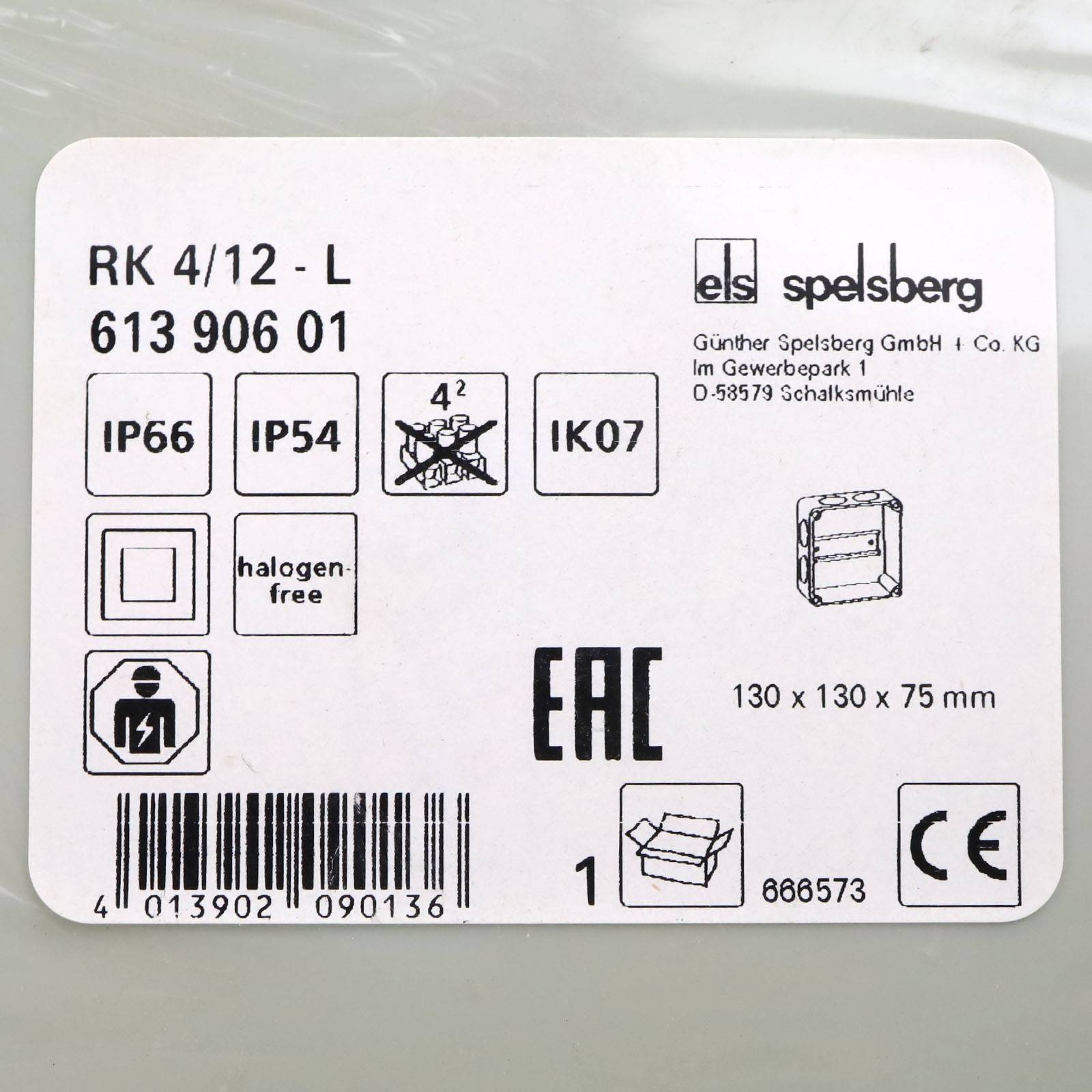 Spelsberg Reihenklemmengehäuse RK 4/12-L 61390601 OVP-1