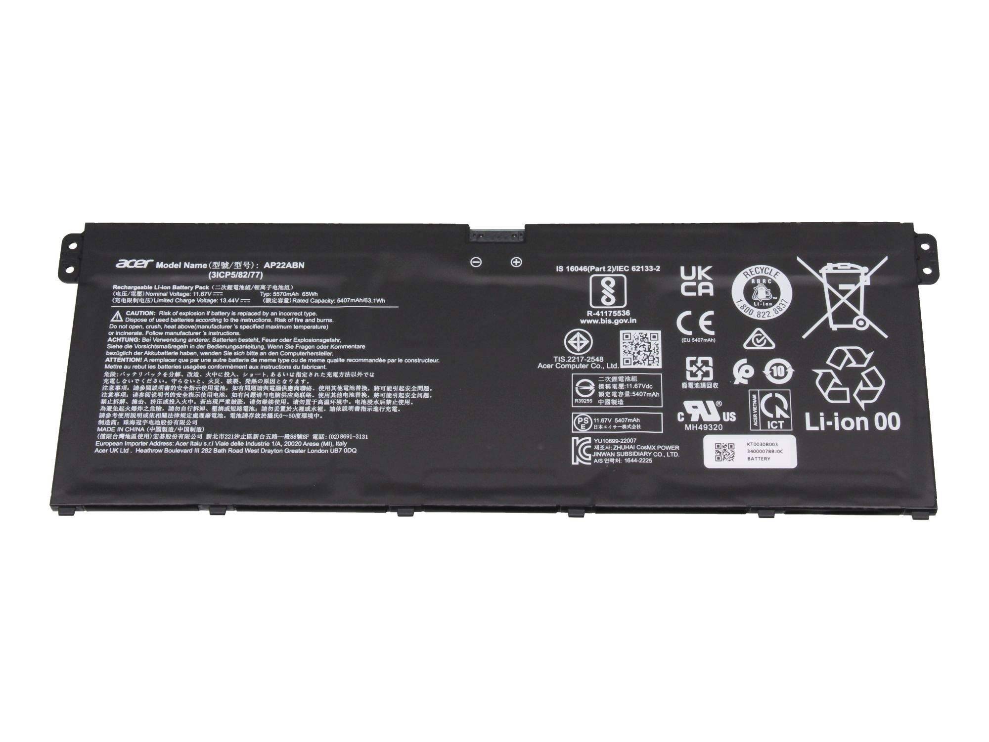 ACER - Battery.5570Mah.3S1P.Ap22Abn-0