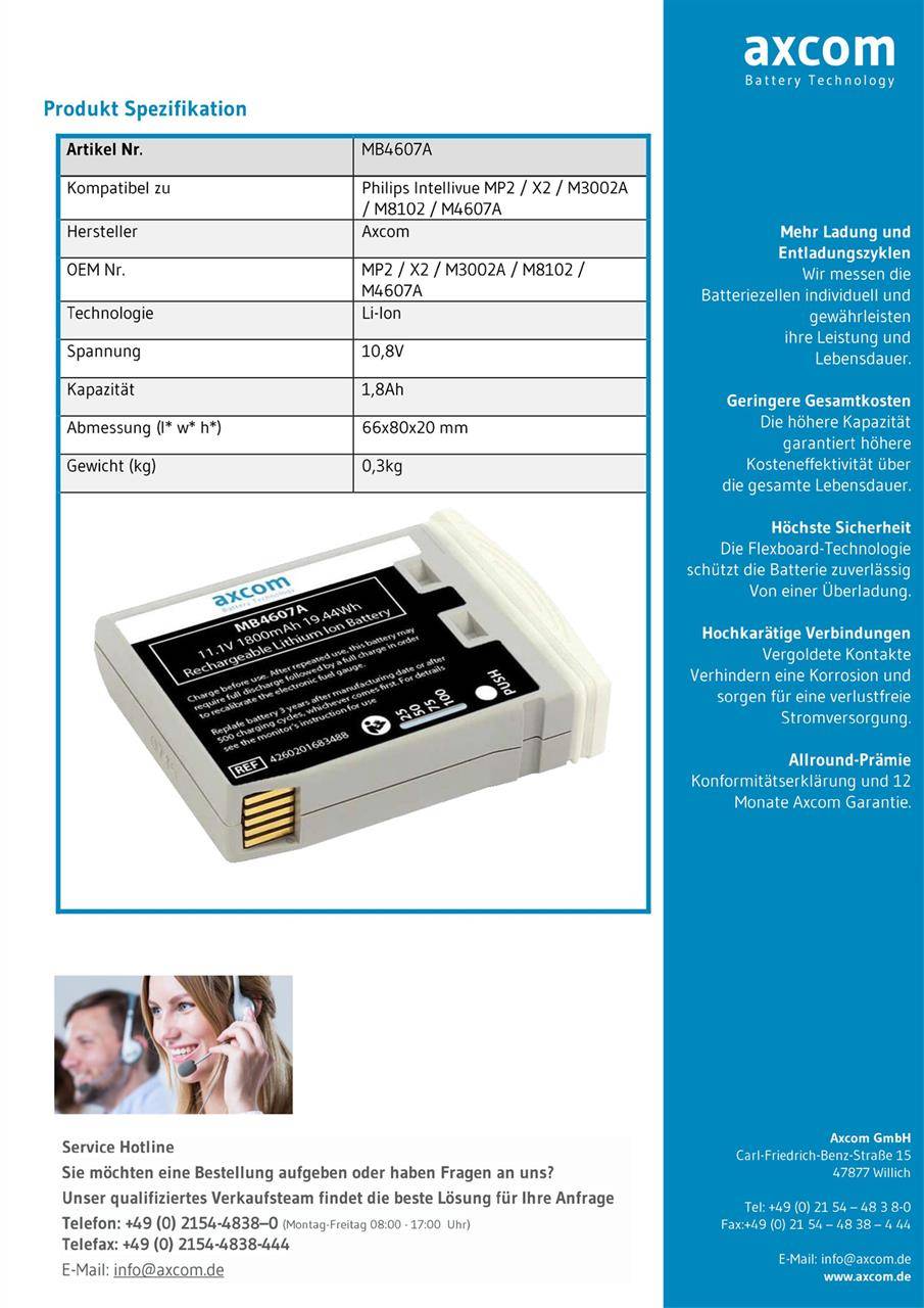 Li-Ion Akku für Philips IntelliVue MP2, X2, M3002a, M8102a-1