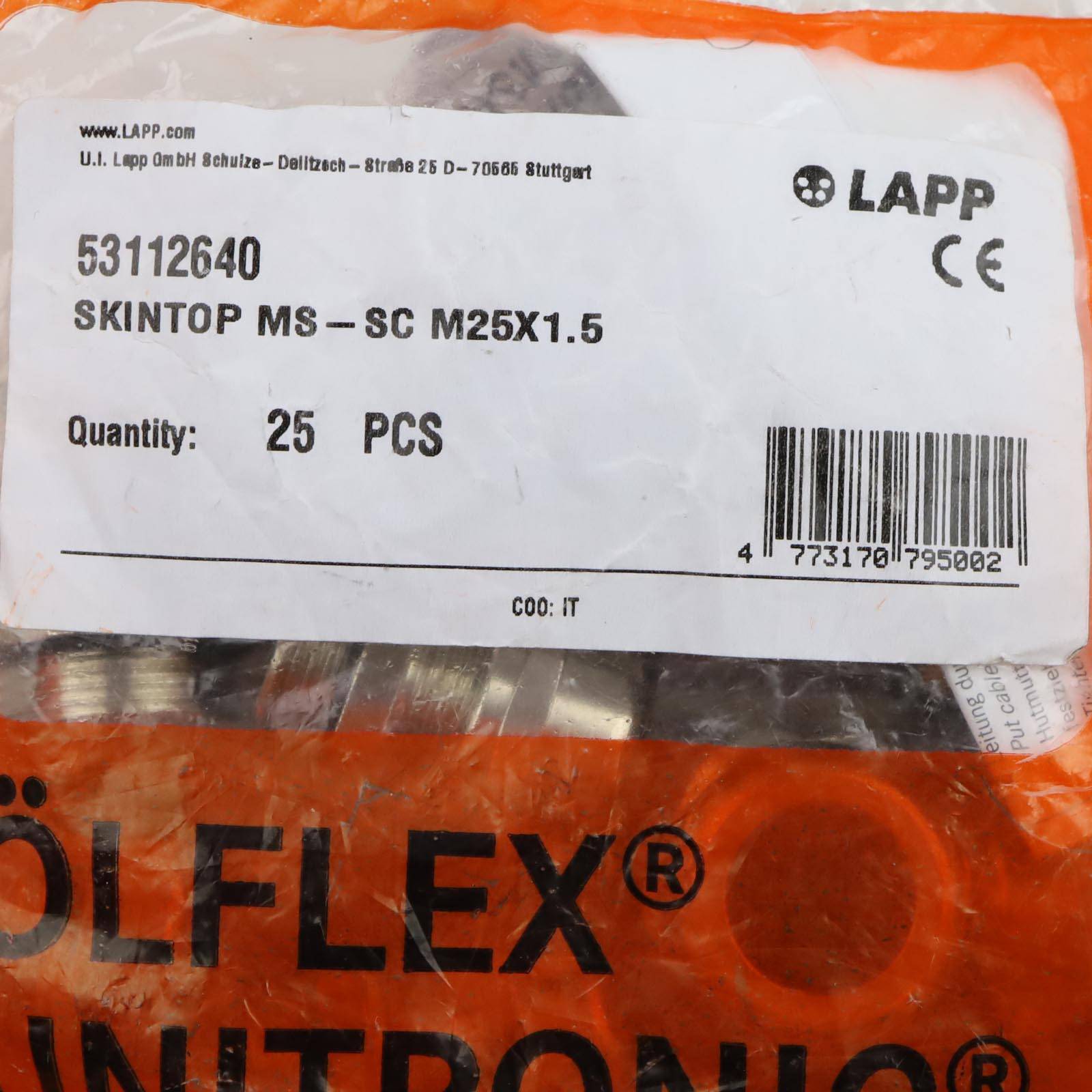 Lapp Kabelverschraubung SKINTOP MS-SC M25X1.5 53112640 (25Stk.) OVP-1
