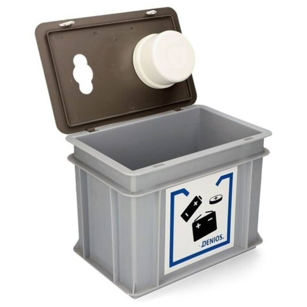 Denios Altbatterie-Sammelbox, Kunststoff, für Batterien und Knopfzelle-1