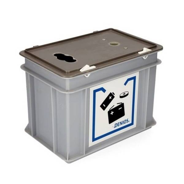 Denios Altbatterie-Sammelbox, Kunststoff, für Batterien und Knopfzelle