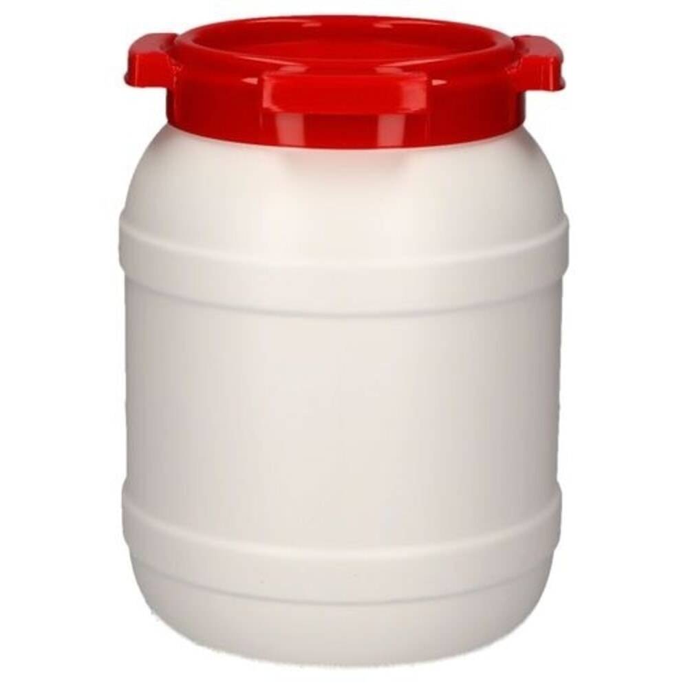 Denios Weithals-Fass aus Polyethylen (PE), weiß-rot WH 6, 6,4 l Volume-0