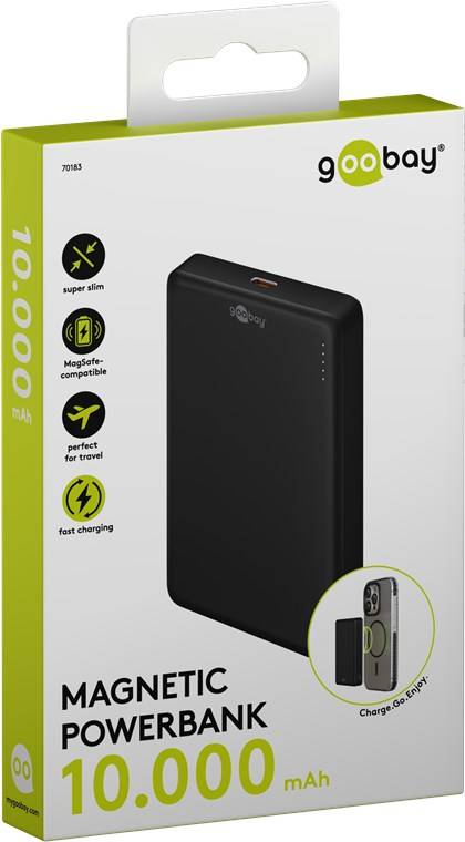 Goobay Magnetische Powerbank 10000 mAh, MagSafe Powerbank, USB-C, kompatibel mit Google Pixel, Apple iPhone-0