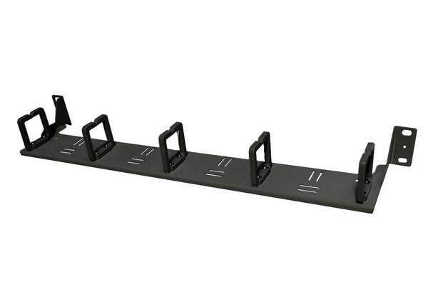 19"-Kabelführungspanel mit 5 Kabelbügel - horizontal nach vorne versetzt