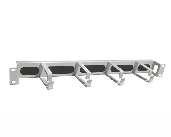 19"-Kabeldurchführungsplatte mit Bürste und 4 Kabelbügel aus Metall nach hinten