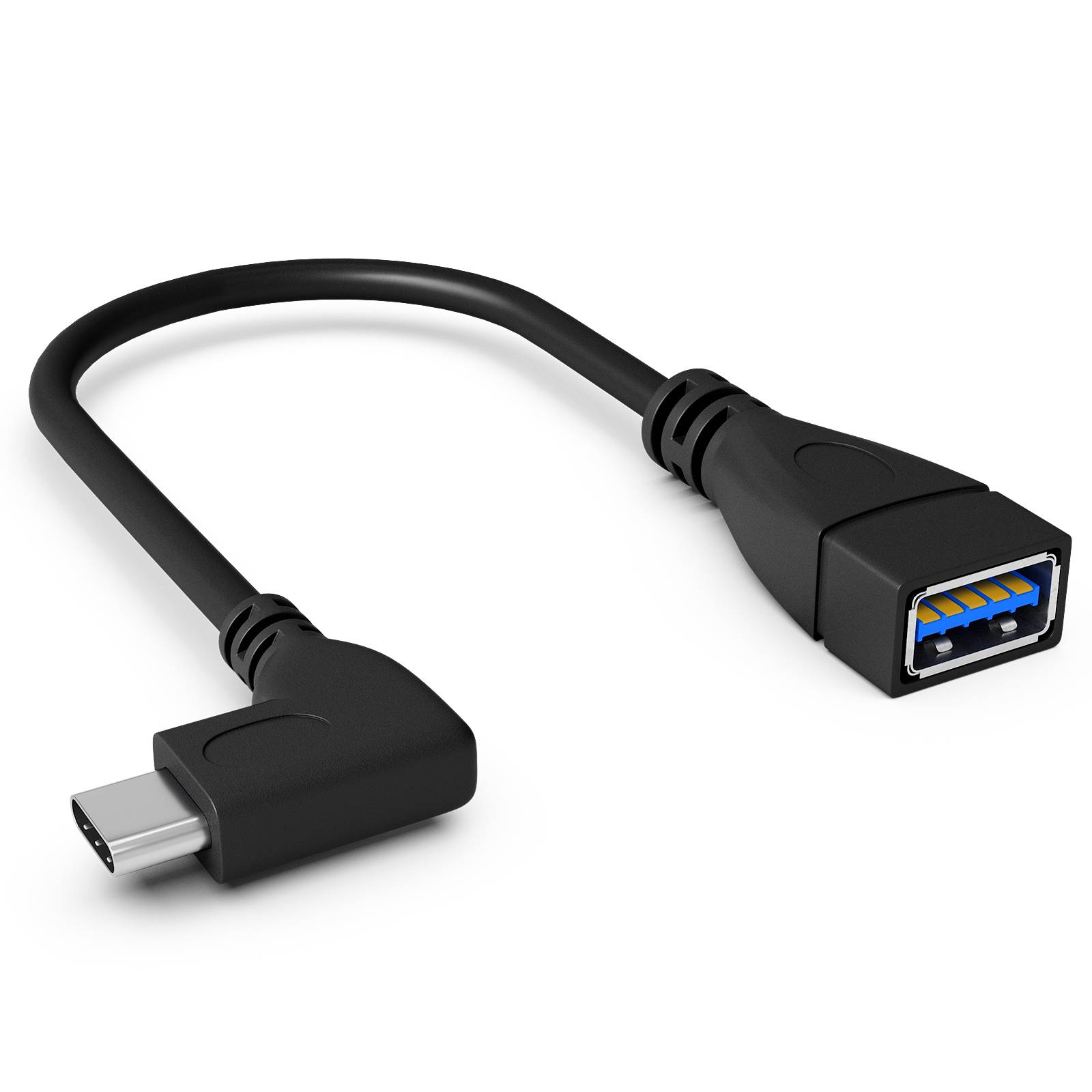 hb-digital USB C Adapter 3.0, Winkeladapter 90° USB C Stecker auf USB A Buchse 16.5cm Kabel-1