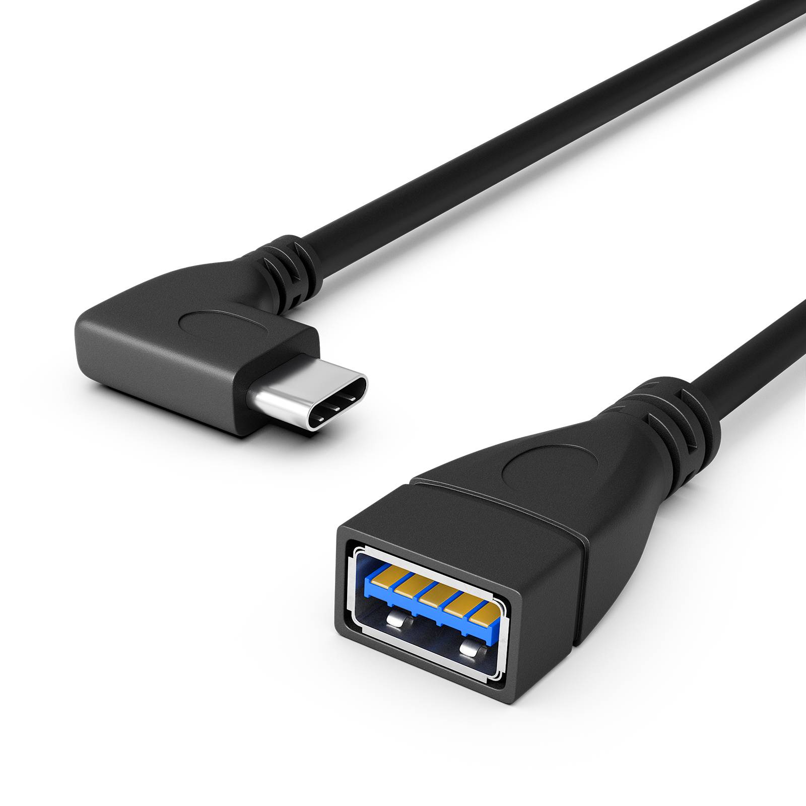 hb-digital USB C Adapter 3.0, Winkeladapter 90° USB C Stecker auf USB A Buchse 16.5cm Kabel-2