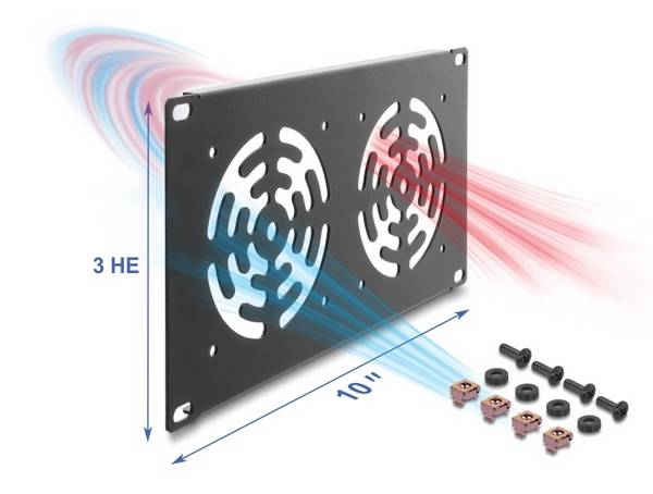 10″ Rackblende 3HE für 3x 92mm Lüfter,...