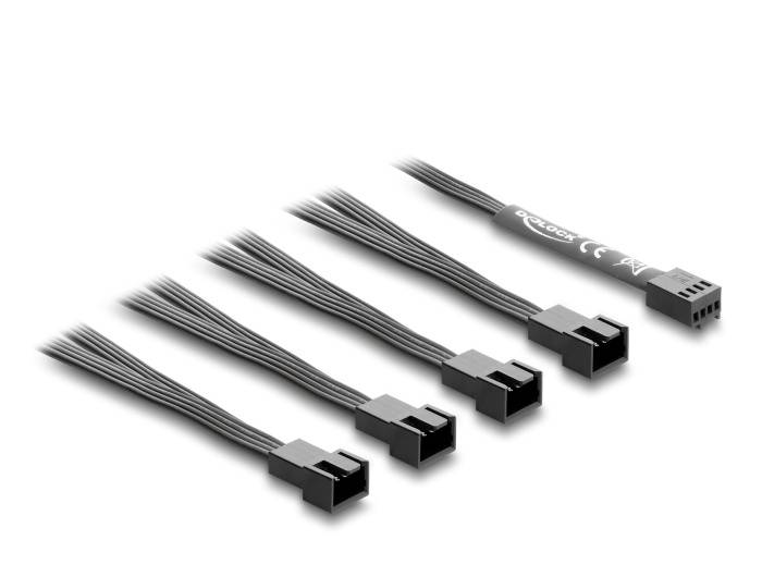 Delock Lüfterkabel Splitter 1 x 4 Pin PWM Buchse zu 4 4 Stecker Dieses L?fterkabel von dient zum Anschluss 4 L?ftern-0