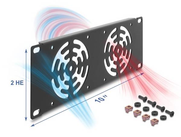 Delock Rackabdeckung - for 2 fans, 80 x 80 mm - Dunkelgrau - 2U - 25.4 cm (10")