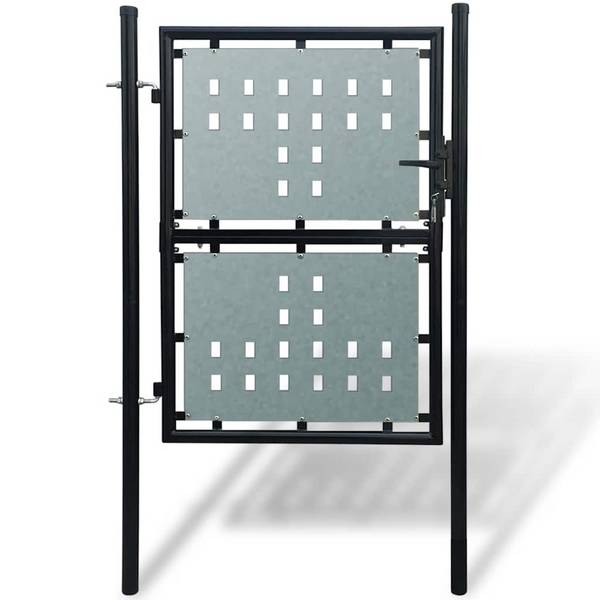 vidaXL Schwarzes Einzeltür-Gartentor 100x125 cm