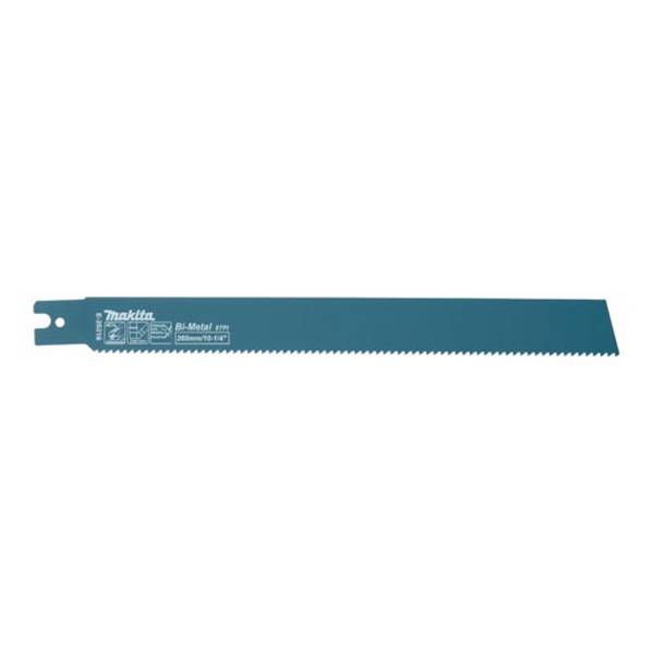 MAKITA E-26216 - Reciprosägeblatt Bi-Metall für Reciprosäge mit Kettenhalterung (Länge 260mm | Stärke 1,60mm | 5 Stück)