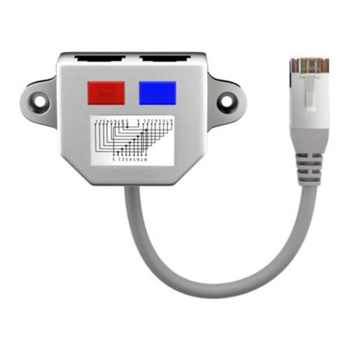 WENTRONIC Y-Adapter Kabel-Splitter (1x RJ45-Stecker / 2x RJ45-Buchse | grau) - 0,15 m