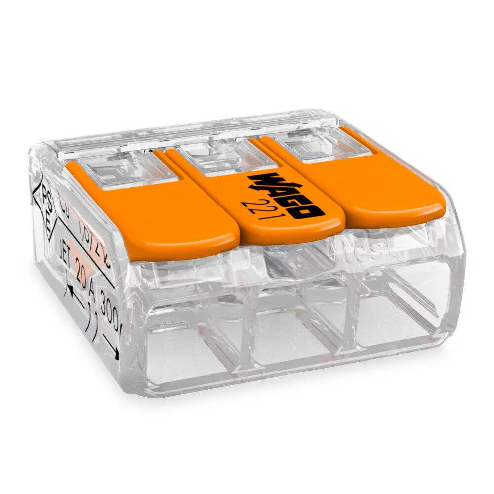 Preisbild für Mehrfachpackung 50x Wago 221-413 Verbinder Kompakt | 3 Draht Verbindung - Verbindungsklemme
