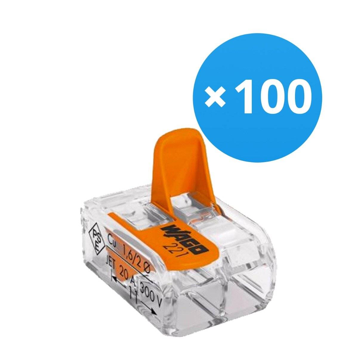 Mehrfachpackung 100x Wago 221-412 Verbinder Kompakt | 2 Draht Verbindung - Verbindungsklemme-0
