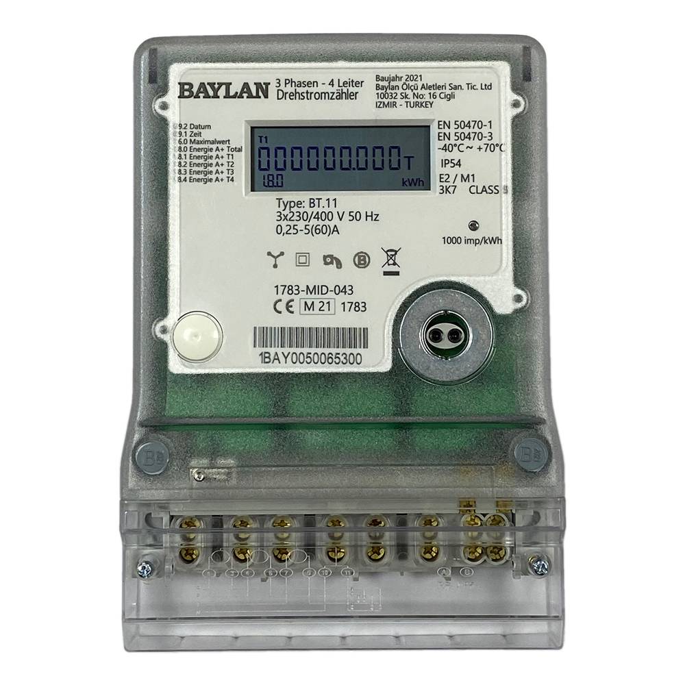 BAYLAN BT.11 - Drehstromzähler Zählerplatzmontage 100A MID 2026 digital DIN 43857 3-Punkt-Befestigung-0