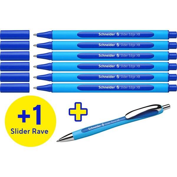 Kugelschreiber 6x Slider Edge XB + 1x Slider Rave XB blau-0