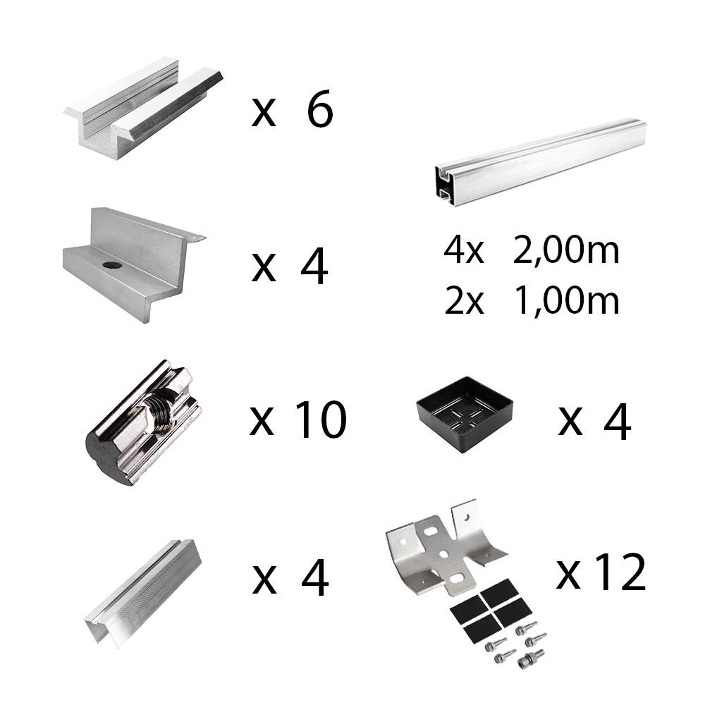 Befestigungskit mit Trapezklemmen für Blechdach 4 Solarpanel Rahmenhöhe 35mm-1