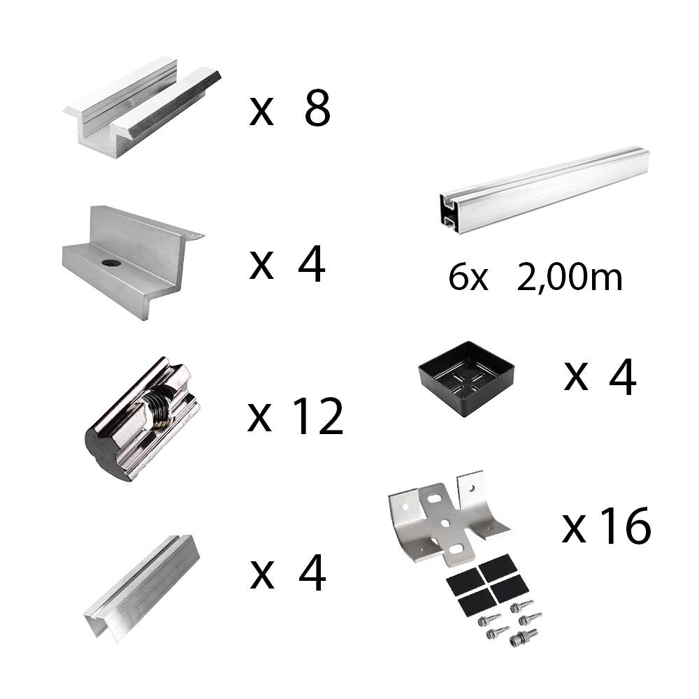 Befestigungskit mit Trapezklemmen für Blechdach 5 Solarpanel Rahmenhöhe 30mm-1