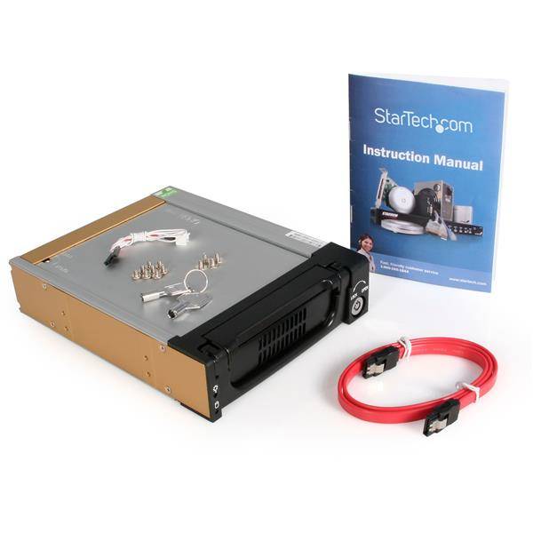 StarTech.com Wechselrahmen 5,25 Zoll - Mobiles Festplatten Hot Swap Speicher Rack für 3,5 (8,9cm) HDD in Schwarz / Alumi-2