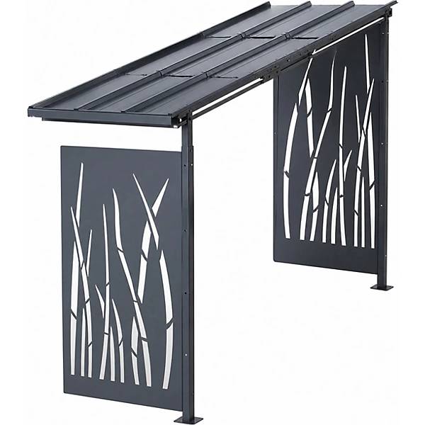 Fahrradunterstand HxB 2360 x 5600 mm Schilfrohr Tiefe 1000 mm Anbaueinheit. 86478249 864782 49-2