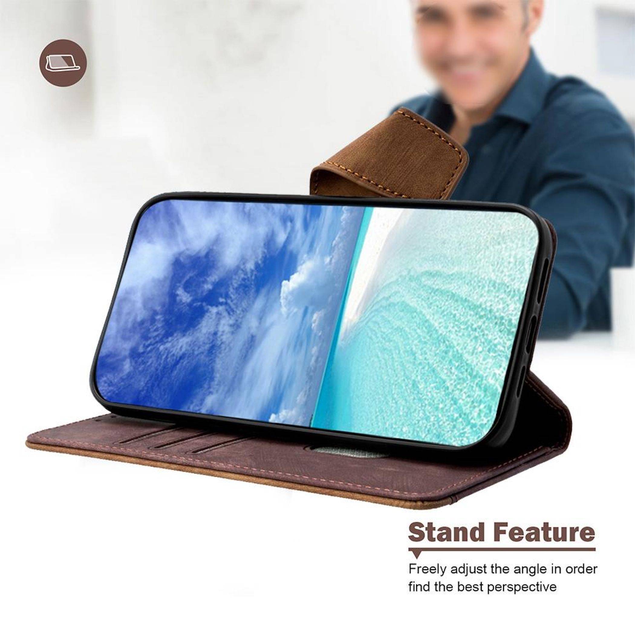 Handy Hülle Klapphülle Google Pixel 10a RFID Schutz Kartenfach Cover Braun-3