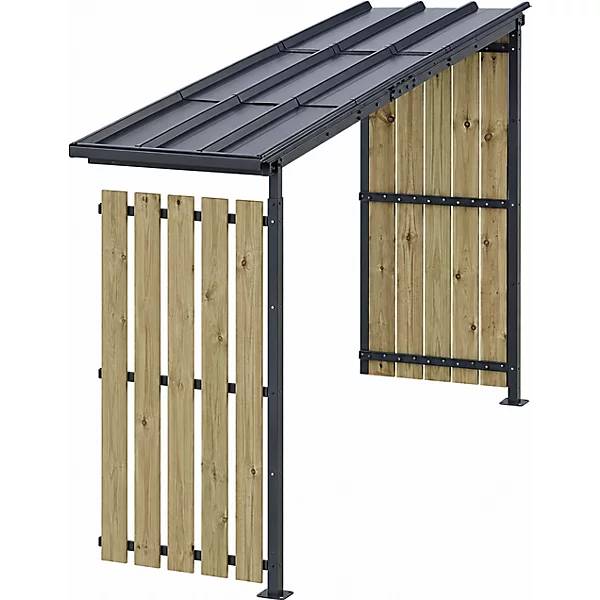 Fahrradunterstand HxB 2360 x 5600 mm Blech/Holz Tiefe 1000 mm Anbaueinheit. 86479449 864794 49-0