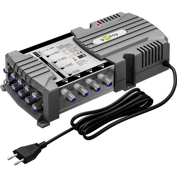 Goobay Sat-Multischalter 9 Eingänge/4 Ausgänge - Verteiler für max. 4 Teilnehmer von zwei Satelliten