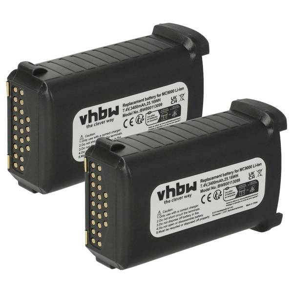 vhbw 2x Akku Ersatz für Symbol BTRY-MC90GKAB0E-10 | KT-21-61261, BRTY-MC90SAB00-01 für Handheld Computer Scanner (3400