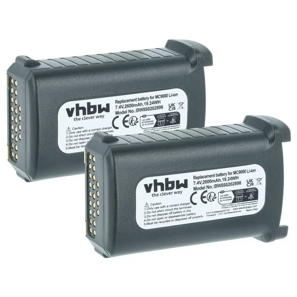 vhbw 2x Akku kompatibel mit Symbol RD5000 | RD5000 Mobile RFID Reader, MC9200-K Handheld Computer Scanner (2600 mAh, 7,4