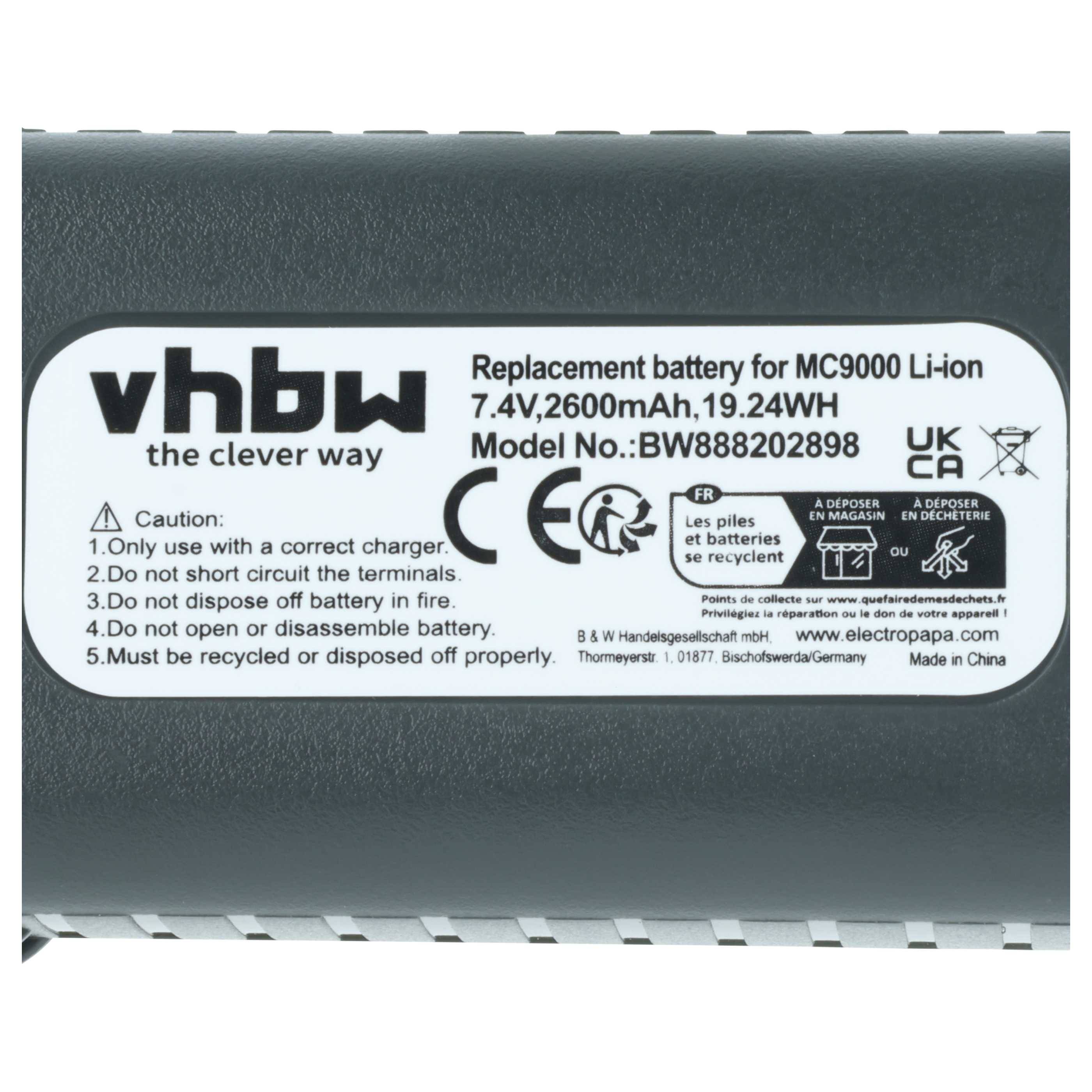 vhbw 2x Akku kompatibel mit Symbol RD5000 | RD5000 Mobile RFID Reader, MC9200-K Handheld Computer Scanner (2600 mAh, 7,4-3