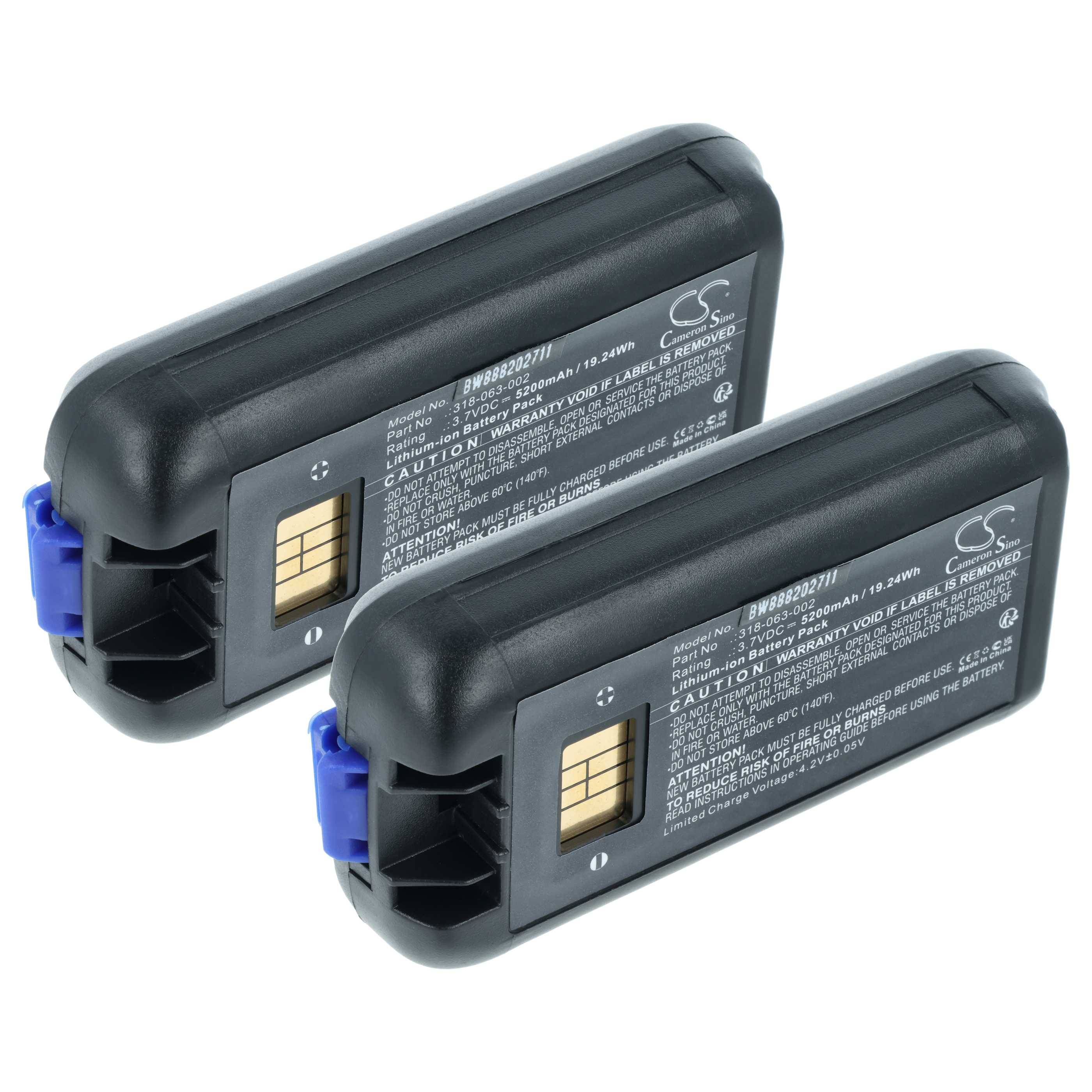 vhbw 2x Akku Ersatz für Honeywell 318-063-002 | für Handheld Computer Scanner (5200 mAh, 3,7 V, Li-Ion)-0