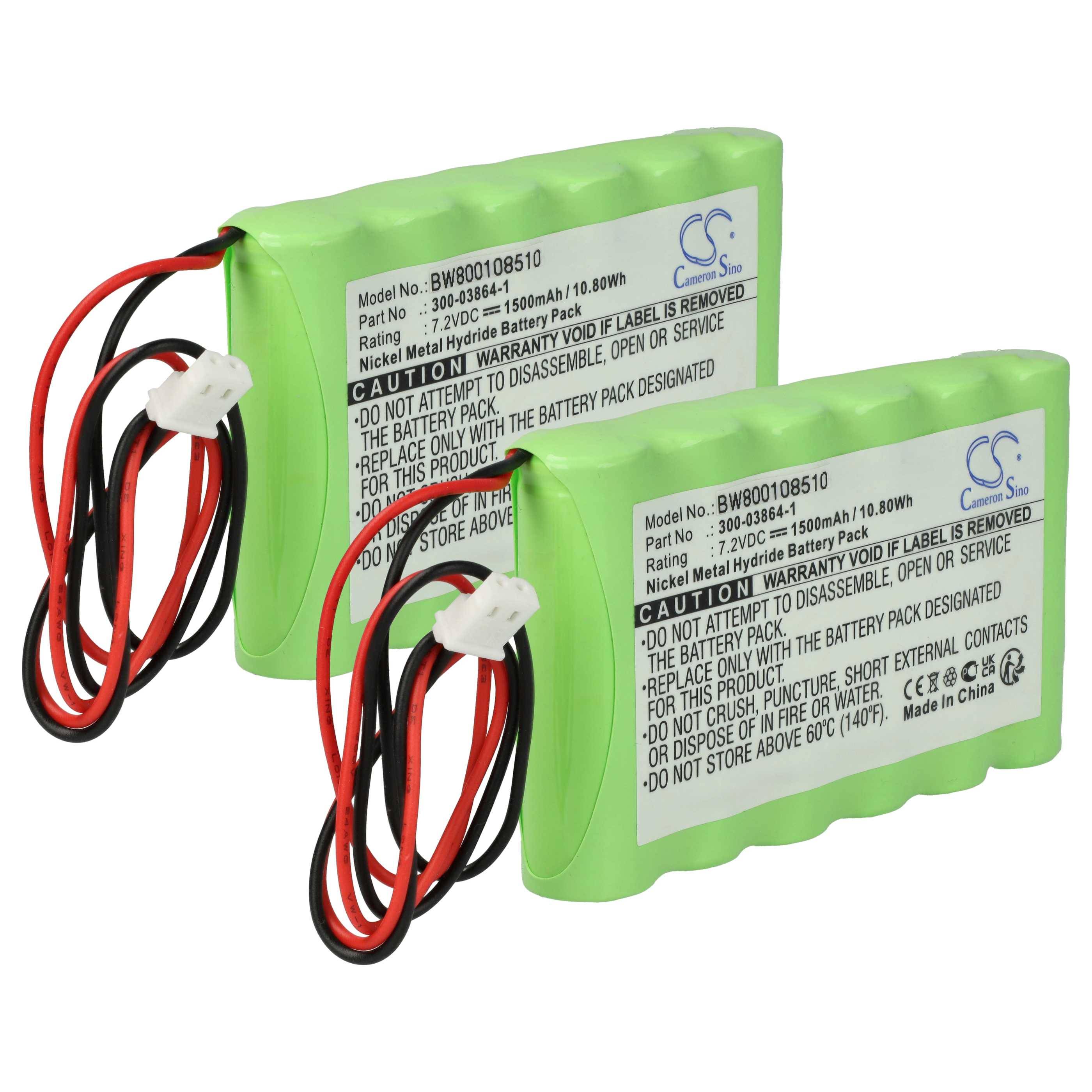 vhbw 2x Akku kompatibel mit ADI LYNX ALARM PANEL | WALYNX-RCHB-SC Mobilcomputer PDA Scanner (1500 mAh, 7,2 V, NiMH)-0