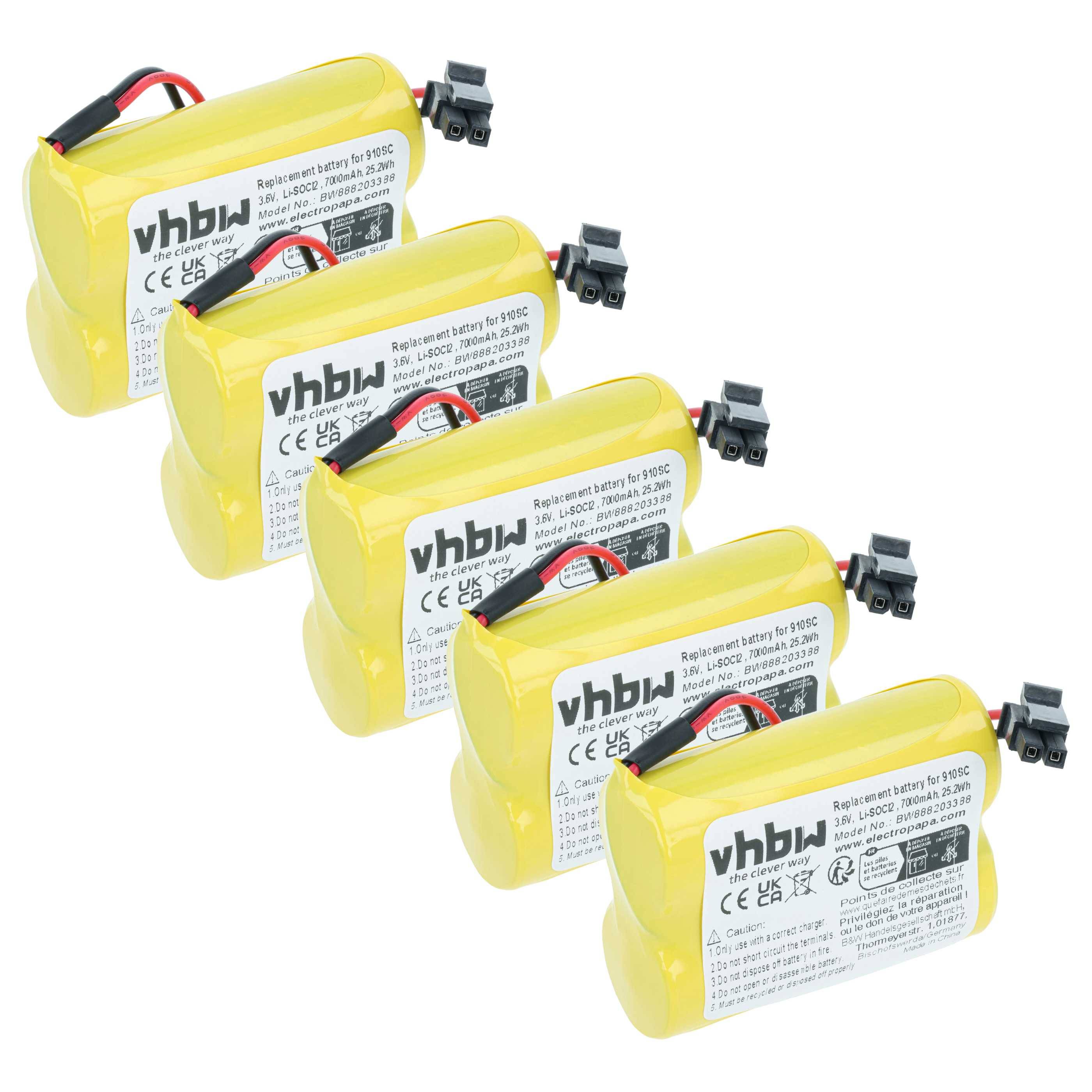 vhbw 5x Batterie kompatibel mit ABB 1s2 PLS17500 PLC | Programmable Logic Controller (7000 mAh, 3,6 V, Li-SOCl2)-0