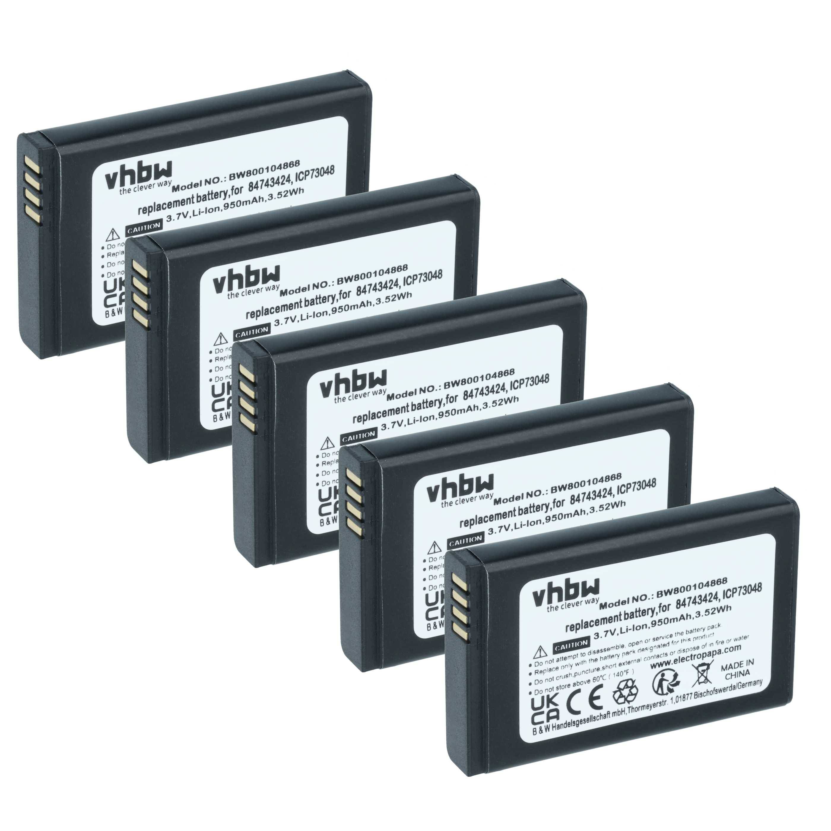 vhbw 5x Akku kompatibel mit COMfortel M-210 | M-200, M-310 schnurlos Festnetz Telefon (950 mAh, 3,7 V, Li-Ion)-0