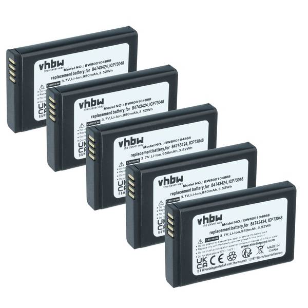 vhbw 5x Akku kompatibel mit COMfortel M-210 | M-200, M-310 schnurlos Festnetz Telefon (950 mAh, 3,7 V, Li-Ion)