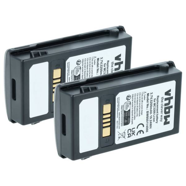 vhbw 2x Akku Ersatz für Motorola 82-000012-01, BT-000375, BTRY-MC32-01-01 | für Barcodescanner POS (5200 mAh, 3,7 V