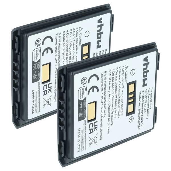 vhbw 2x Akku Ersatz für Symbol BTRY-MC55EAB02 | 82-111094-01, U60493 für Mobilcomputer PDA Scanner (3600 mAh, 3,7 V