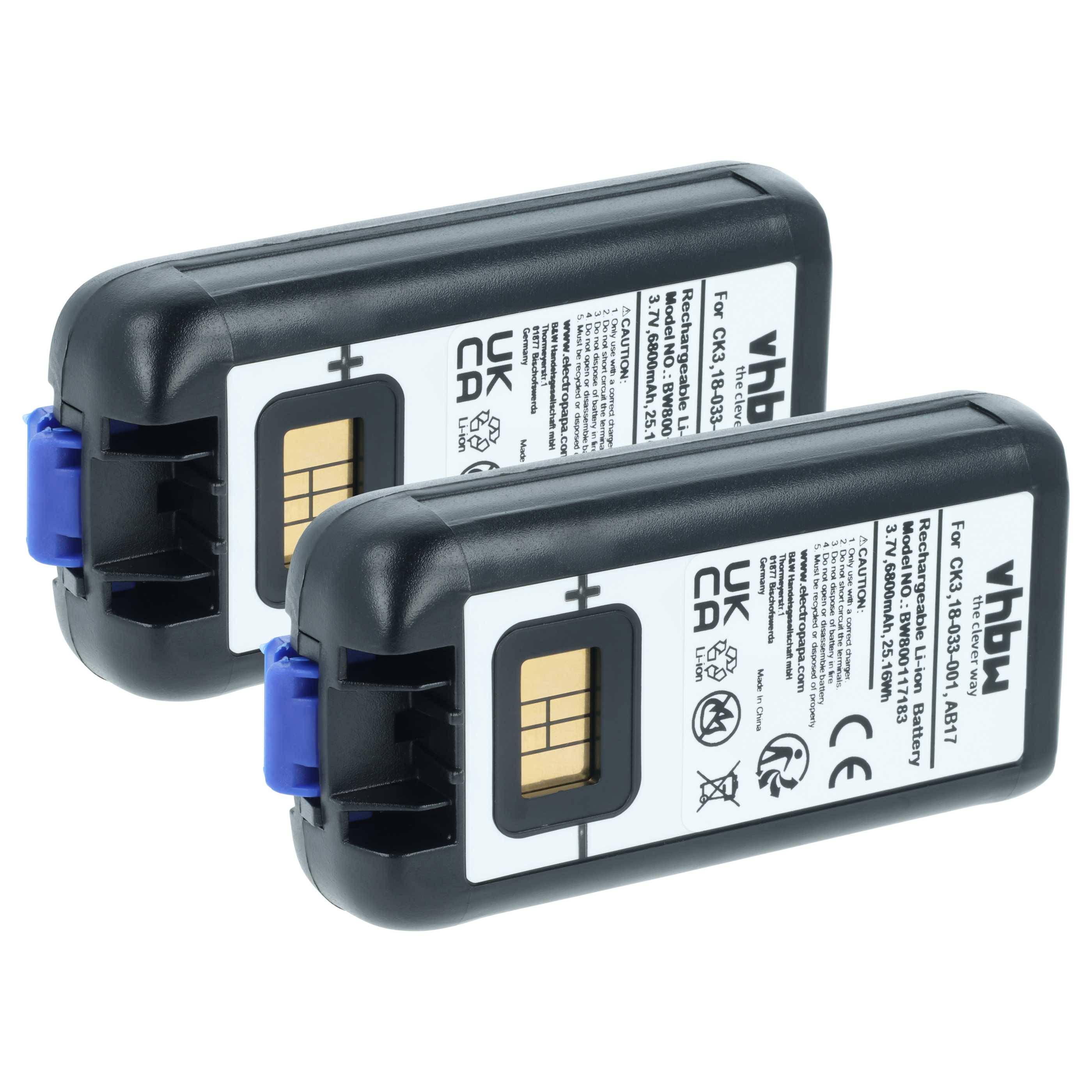 vhbw 2x Akku kompatibel mit Intermec EDA61K | CK3XA, CK3X, CK3RA Barcodescanner POS (6800 mAh, 3,7 V, Li-Ion)-0