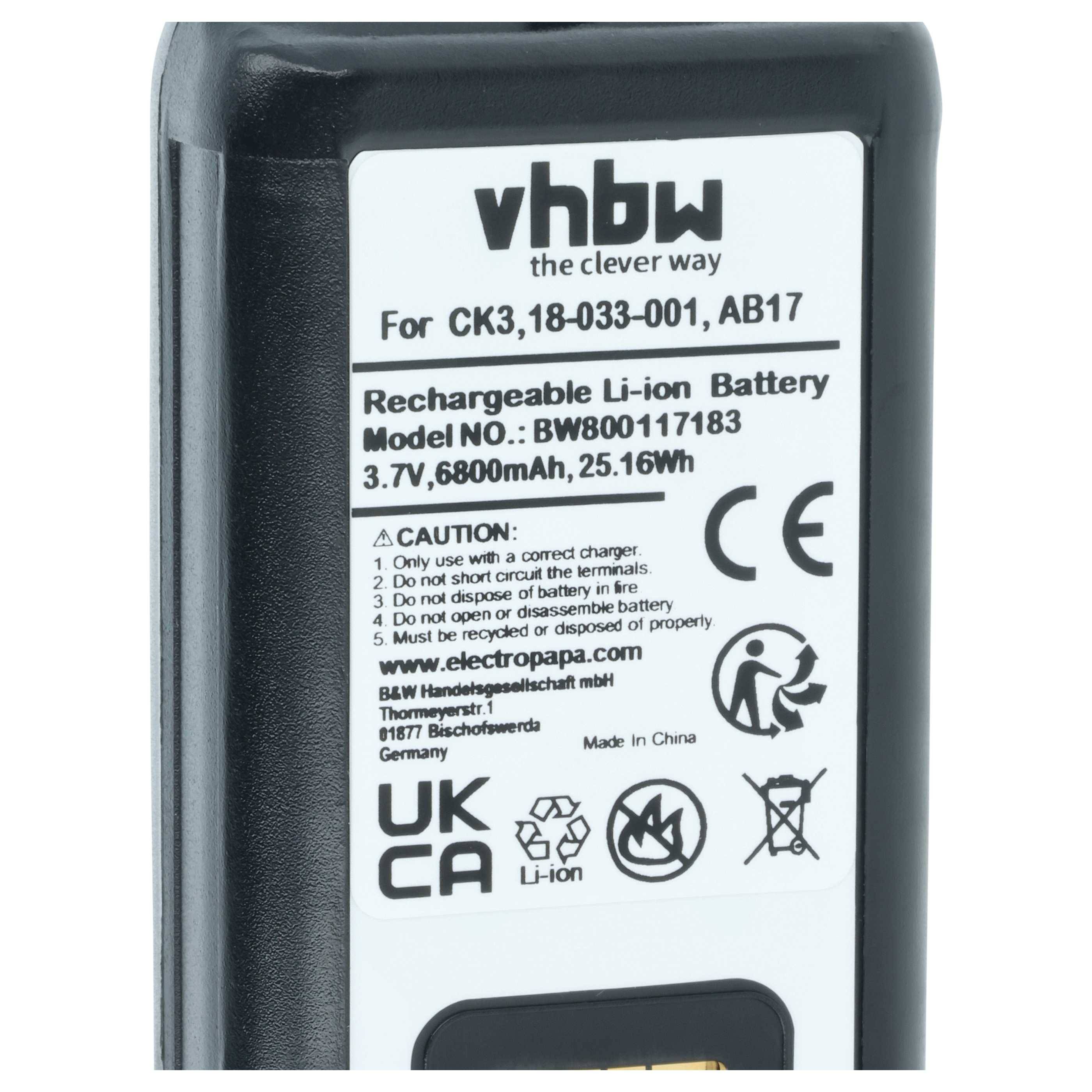 vhbw 2x Akku kompatibel mit Intermec EDA61K | CK3XA, CK3X, CK3RA Barcodescanner POS (6800 mAh, 3,7 V, Li-Ion)-3