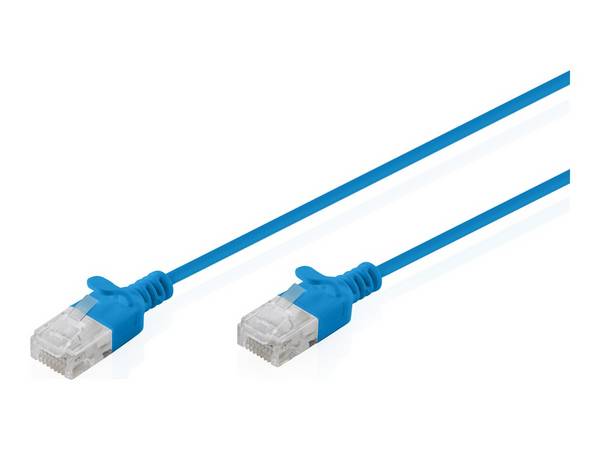 DIGITUS Patchkabel CAT 6 U-UTP Slim 0,3m Blau Kabel RJ45 Cat.6