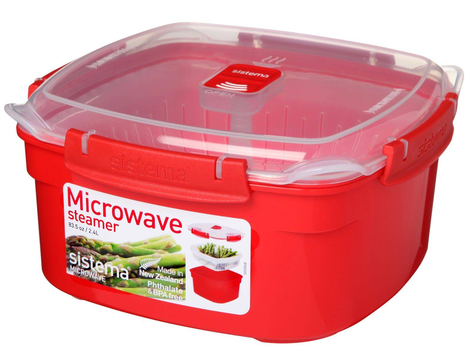 sistema® sistema® Mikrowellen-Dampfgarer 10.5 cm hoch rot, transparent-0