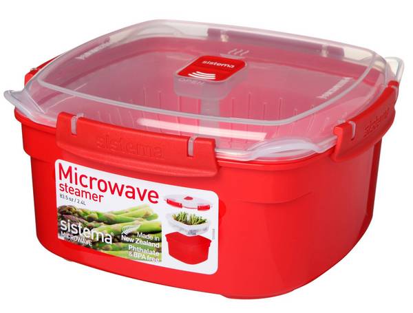 sistema® sistema® Mikrowellen-Dampfgarer 10.5 cm hoch rot, transparent